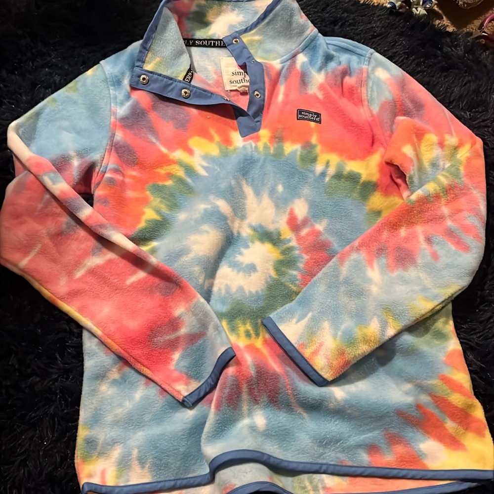 NWOT simply southern fleece tie-dye pullover